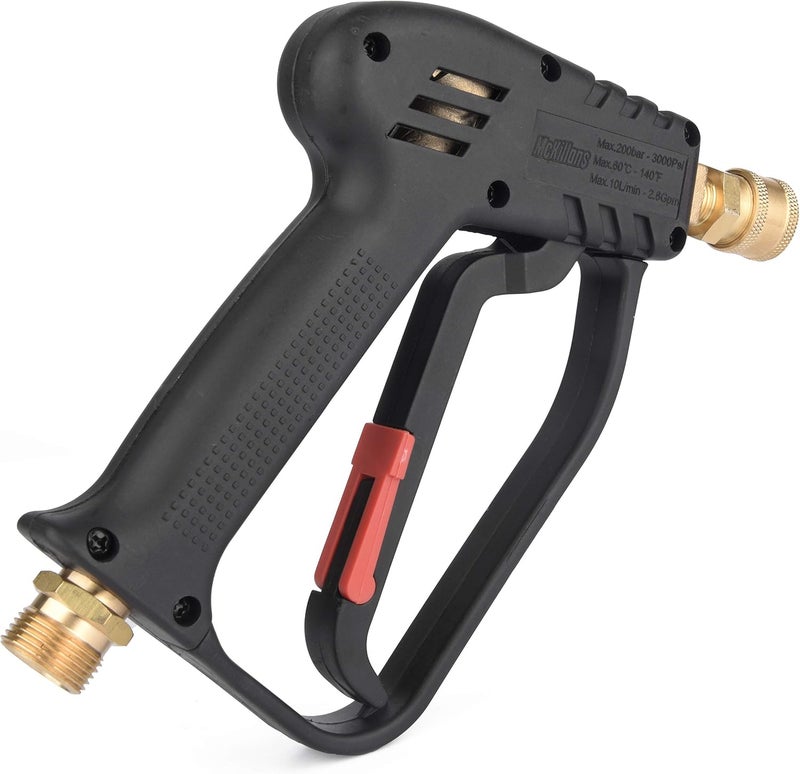 McKillans ® Short Pressure Washer Gun with Replacement M22 Inlet - High Pressure Water Handle with 1/4” Quick Connector Coupler - Power Washer Gun Compatible with Foam Cannon - Car Wash Foam Gun - Image 2
